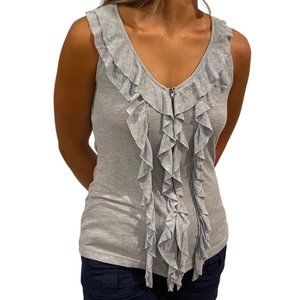 Edge Blue Ruffle Tank Top with Zip-up Front - Size Small